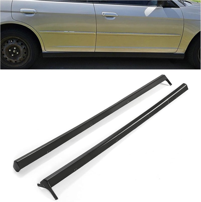 Kojem Pair Side Skirt Body Kit Replacement Compatible with 2001-2005 Honda Civic 2/4 Doors Coupe & Sedan Rocker Panel Guard Extension RS Style Unpainted PP Black - Image 1